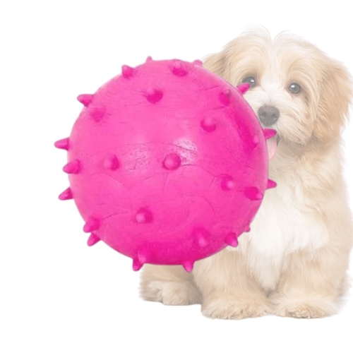 Bolinha Maciça 45mm Col. Mamoninha Rosa Bola Brinquedo Mordedor Adestramento Cachorros Furacão Pet