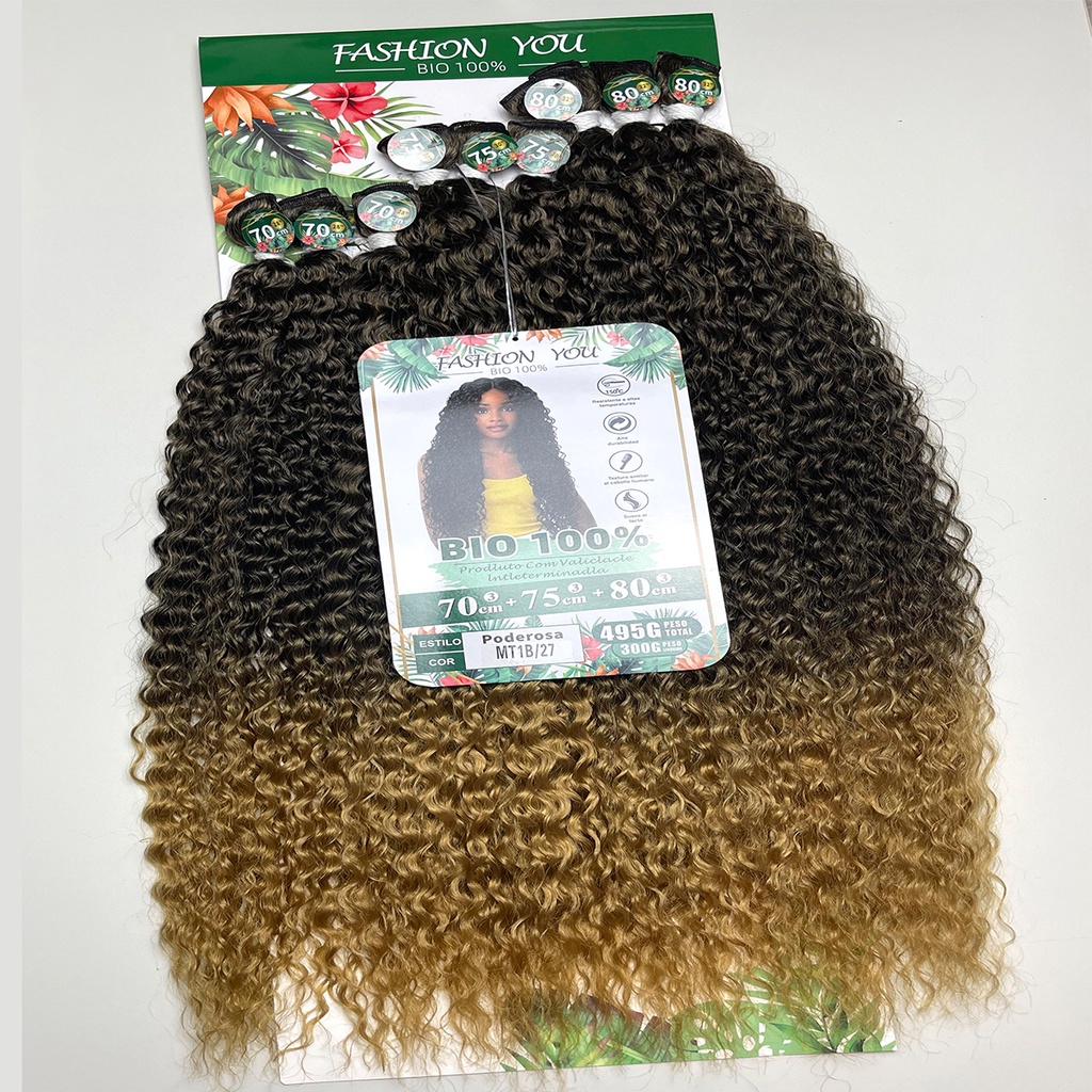 Cabelo Cacheado Bio Fibra Orgânico 300g 80cm Macio e sem brilho Fashion You Poderosa e Natalie