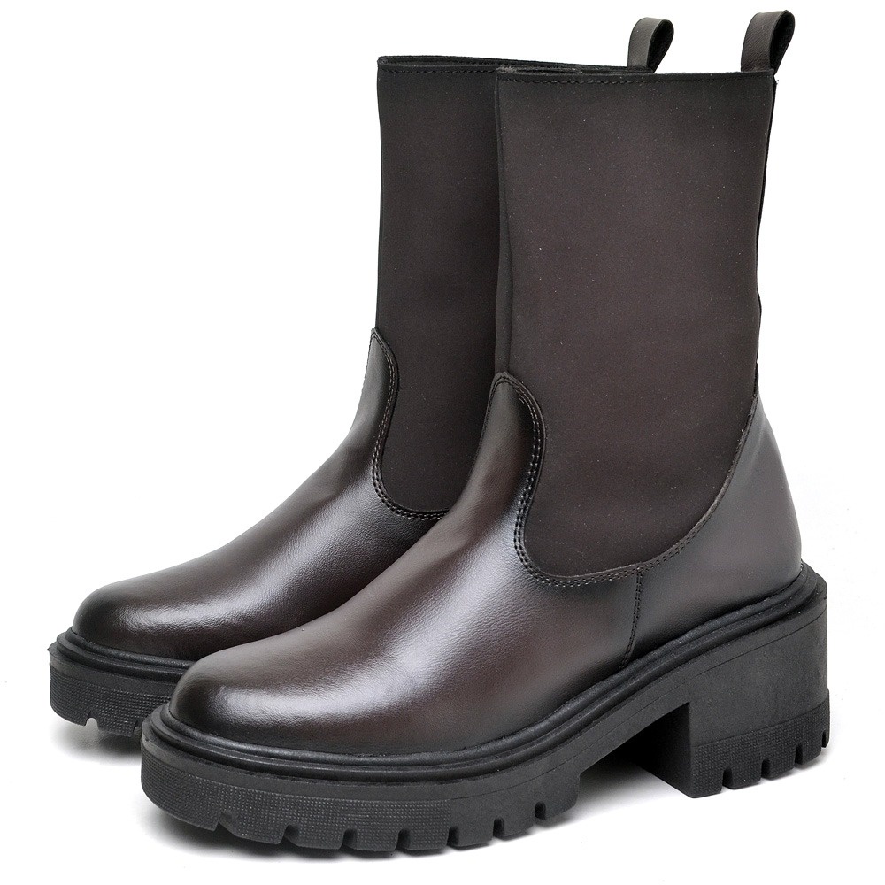 Bota Coturno Dubuy Feminina Salto Tratorada Marrom Kati 1200FG em Oferta na Shopee