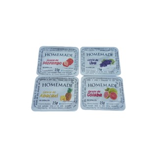 Geléia doce sache blister mini SORTIDA MISTA - 10 UNIDADES sabor morango goiaba uva pessego maçã