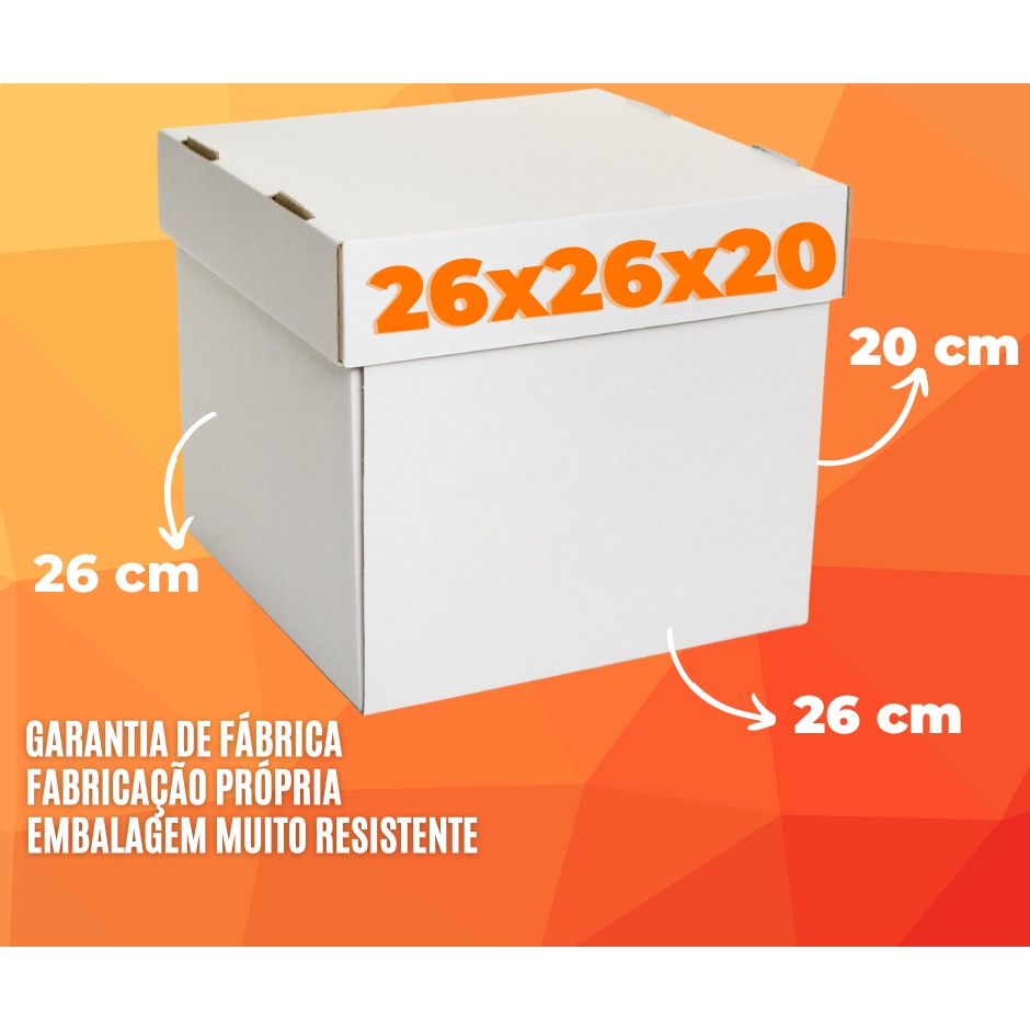 Caixa Para Bolo Alto 26x26x20 Kit 10 Unidades Vários Tamanhos em Oferta na Shopee