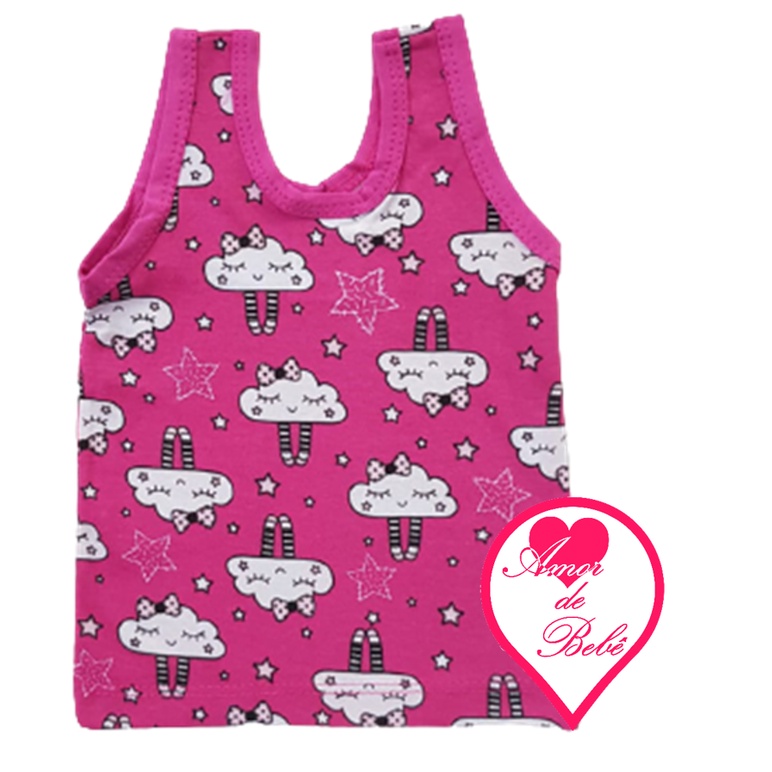 Regata Bebê Menina – Camiseta Estampada para Bebê 100% Algodão feminina – Tamanho P M G