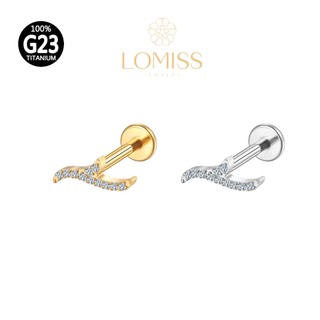 Piercing Orelha Labret Titânio PVD Onda Zircônia 《Lomiss semijoias》 em Oferta na Shopee