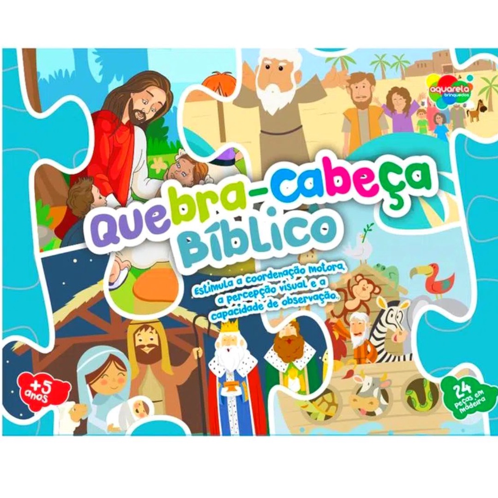 Quebra Cabeça Infantil de Madeira Cenas Bíblicas - Arca de Noé - O Nascimento de Jesus - Mar Vermelho