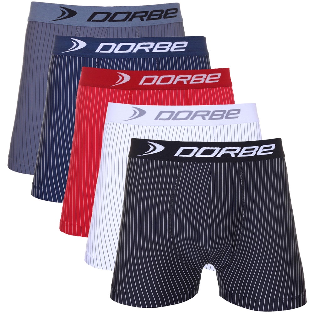 Kit 5 Cuecas Boxer Risca de Giz Microfibra Dorbe Não Enrola Original Box Masculino Adulto Listrada em Oferta na Shopee