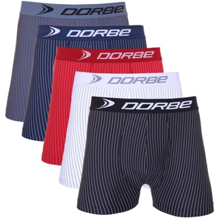 Kit 5 Cuecas Boxer Risca de Giz Microfibra Dorbe Não Enrola Original Box Masculino Adulto Listrada em Oferta na Shopee