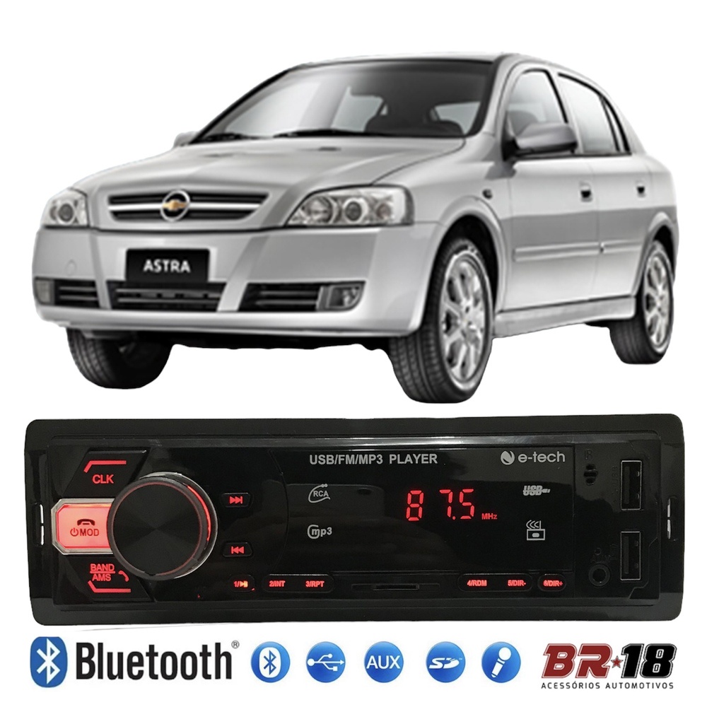 Radio Mp3 Som Automotivo Bluetooth Usb Sd Chevrolet Gm Astra
