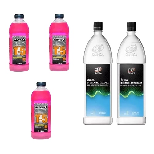 Kit 03 Aditivo Radiador Concentrado 02 Agua Desmineralizada