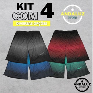Kit com 4 Shorts Bermudas Dry Fit Masculina Academia Futebol Colorido Com Bolso
