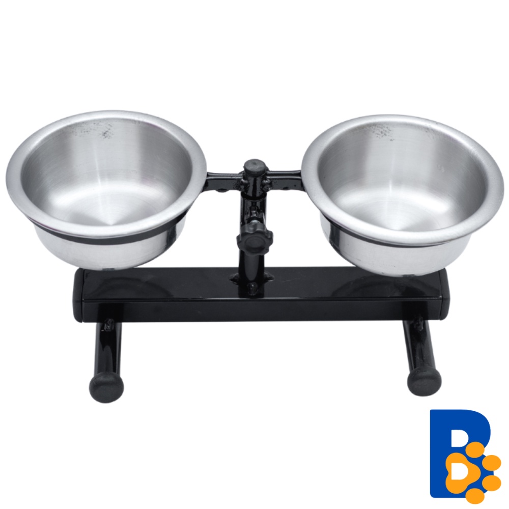 Comedouro Duplo Regulável Preto Polido Mini 300ml para Cães de Pequeno Porte ou Filhotes em Oferta na Shopee