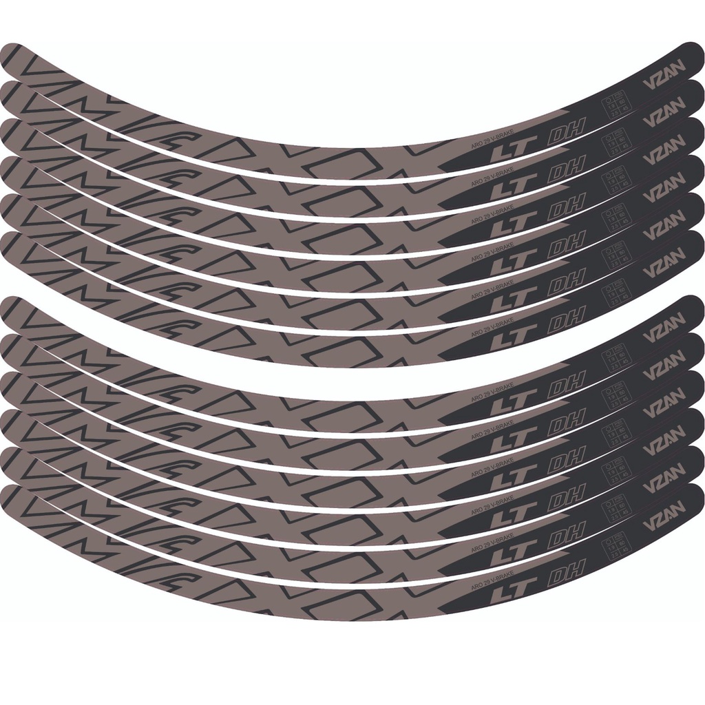 12 Adesivos Aro Vmaxx Freio V Brake kit para 2 roda grafite e preto aro 29