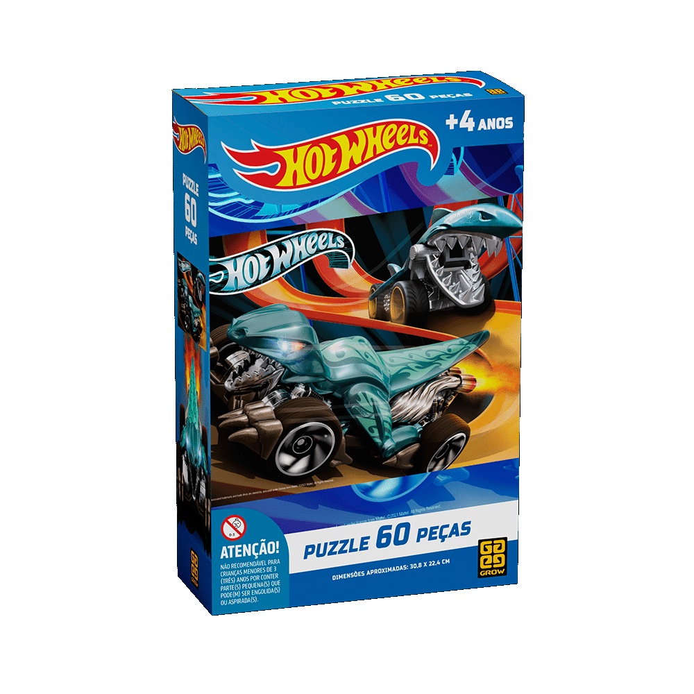 Quebra Cabeça de 60 Peças Hot Wheels - Grow 4169 em Oferta na Shopee
