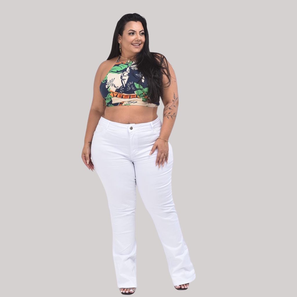 Calça feminina Flare Branca Plus Size Enfermagem em Oferta na Shopee