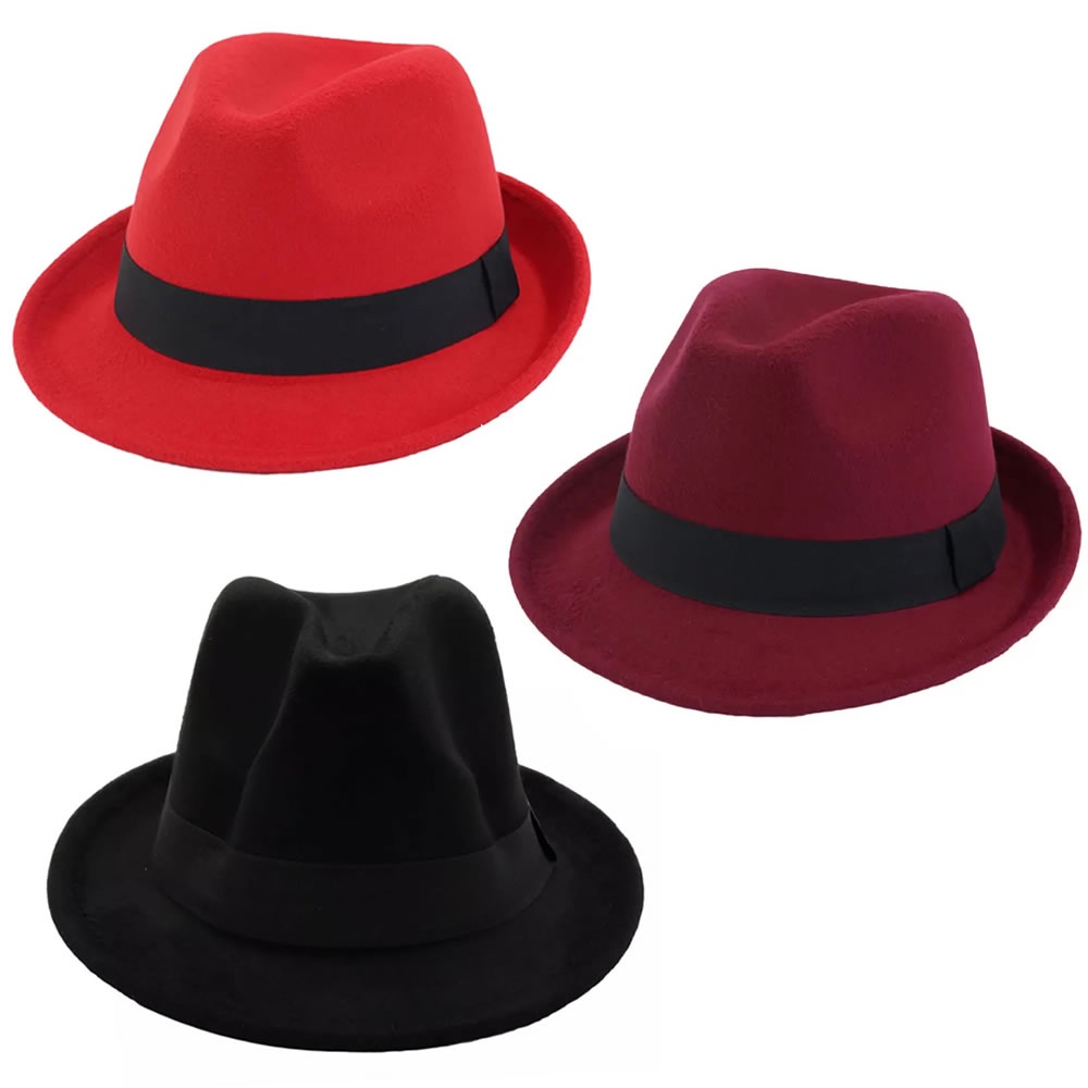Chapéu Gangster Fedora Feltro Aba Mini 4Cm Vintage Clássico em Oferta na Shopee
