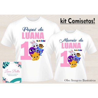 Kit 2 Camisetas Personalizadas Aniversário Bolofofos Rosa Adulto e Infantil em Oferta na Shopee