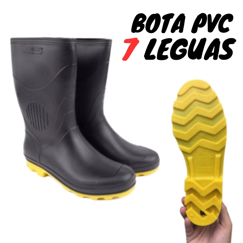 Bota 7 Leguas Borracha PVC Galocha Cano Médio Impermeável com Forro Motoboy Grendene Vonder