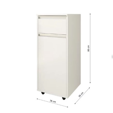 Suporte / Balcão Para Bebedouro Alaska - Porta + Gaveta Branco/Preto