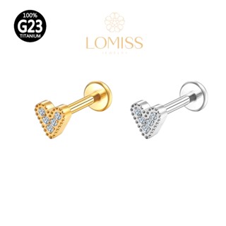 Piercing Labret com Acabamento em Titânio PVD e Forma de Coração com Zircônia《Lomiss semijoias》