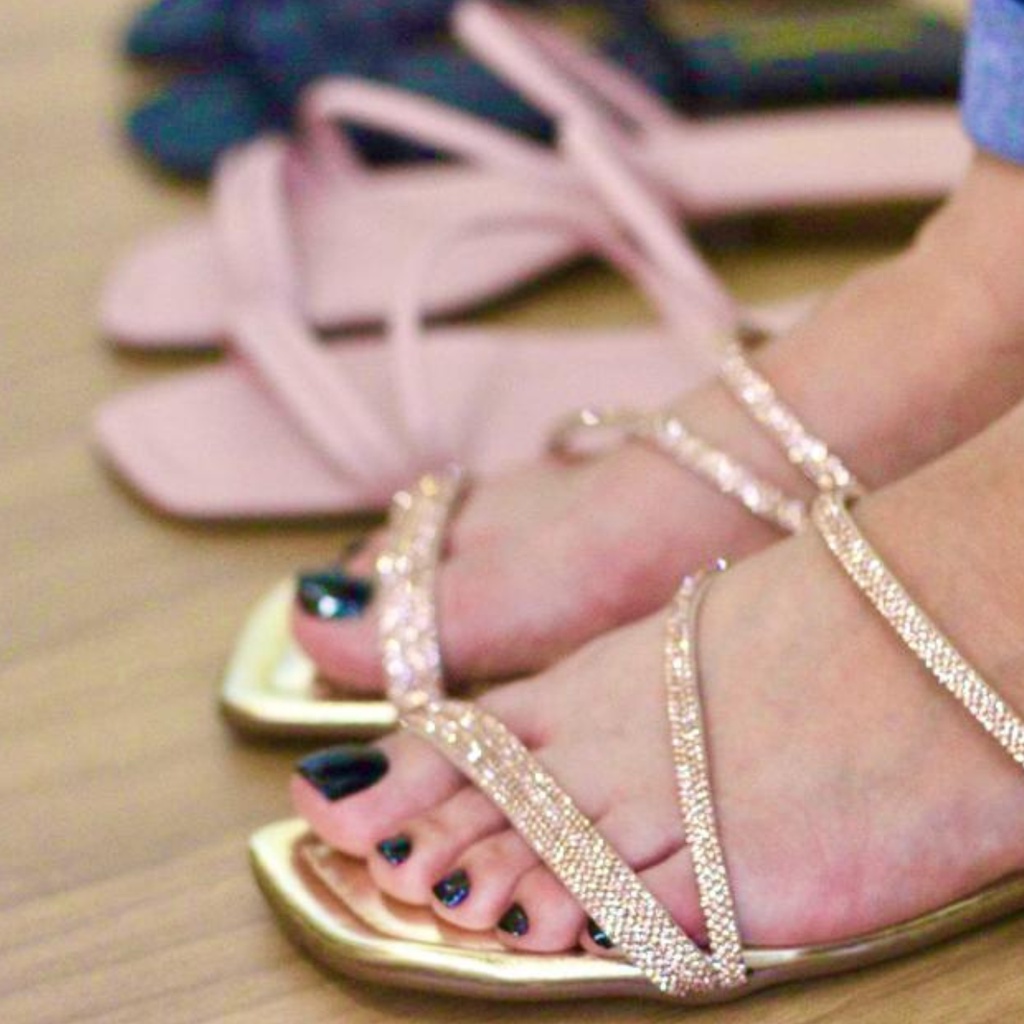 Rasteirinha, Sandália rasteira, Feminina, Bico quadrado, promoção