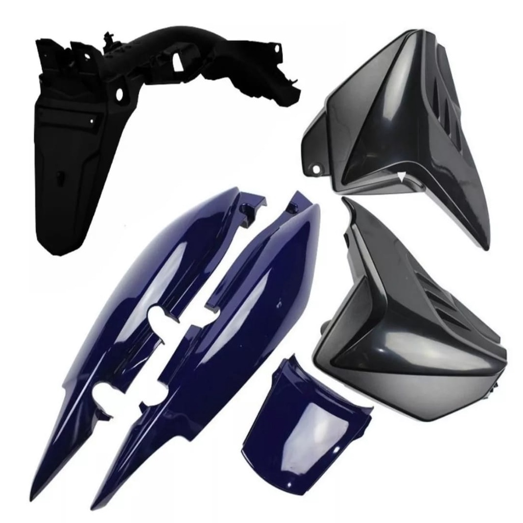 Kit Carenagem plástico Fan 125 2009 2010 2011 Tampa Lateral + Para-lama Dianteiro + Rabeta+Para Lama Traseiro Azul Betta Pintado