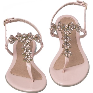 Sandália Confortável Pedraria Nude Rasteira Brilhante Moda Fashion Rasteirinha Paula Glamour em Oferta na Shopee