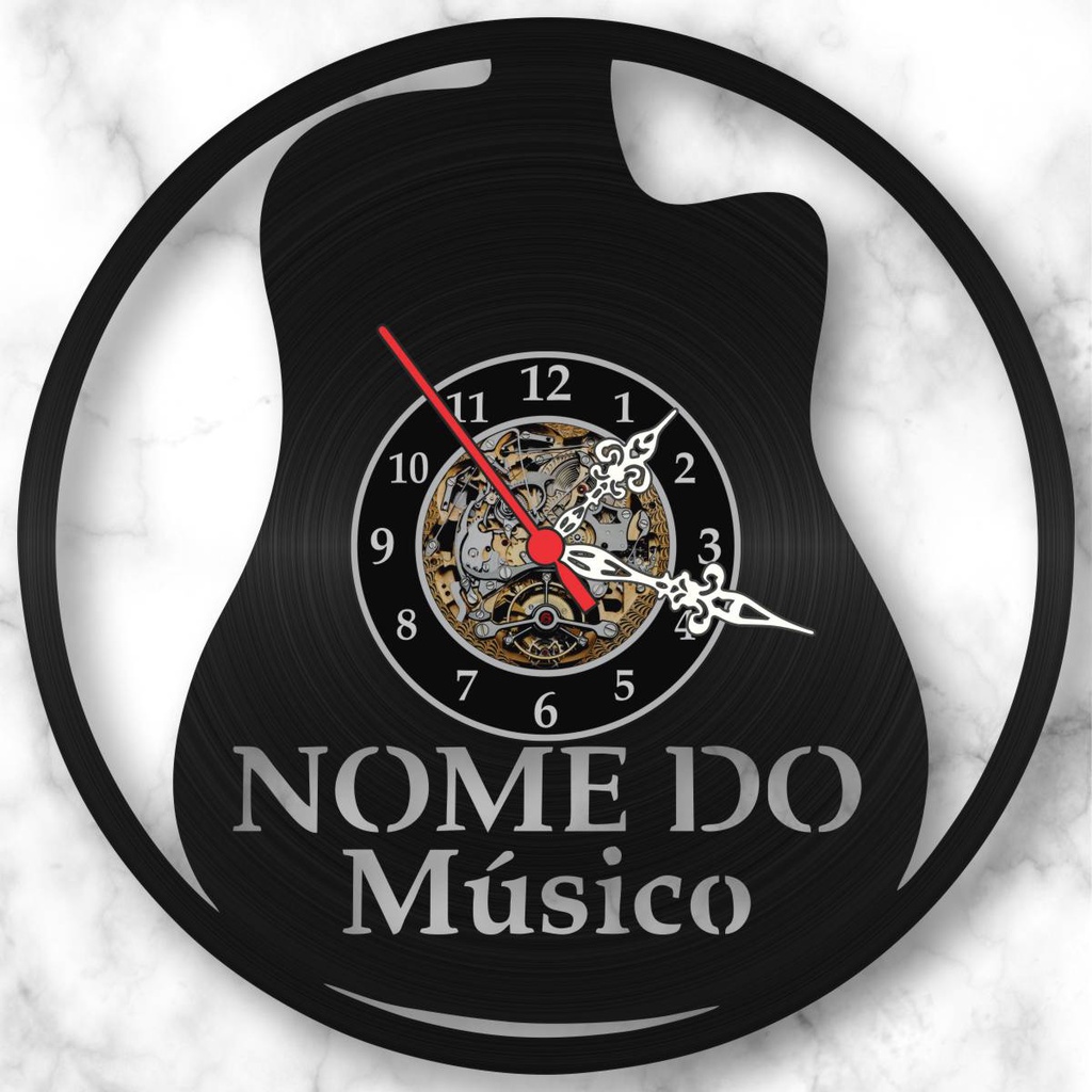 Personalizado Nome Relógio Parede Violão Musica Vinil Lp Promoção
