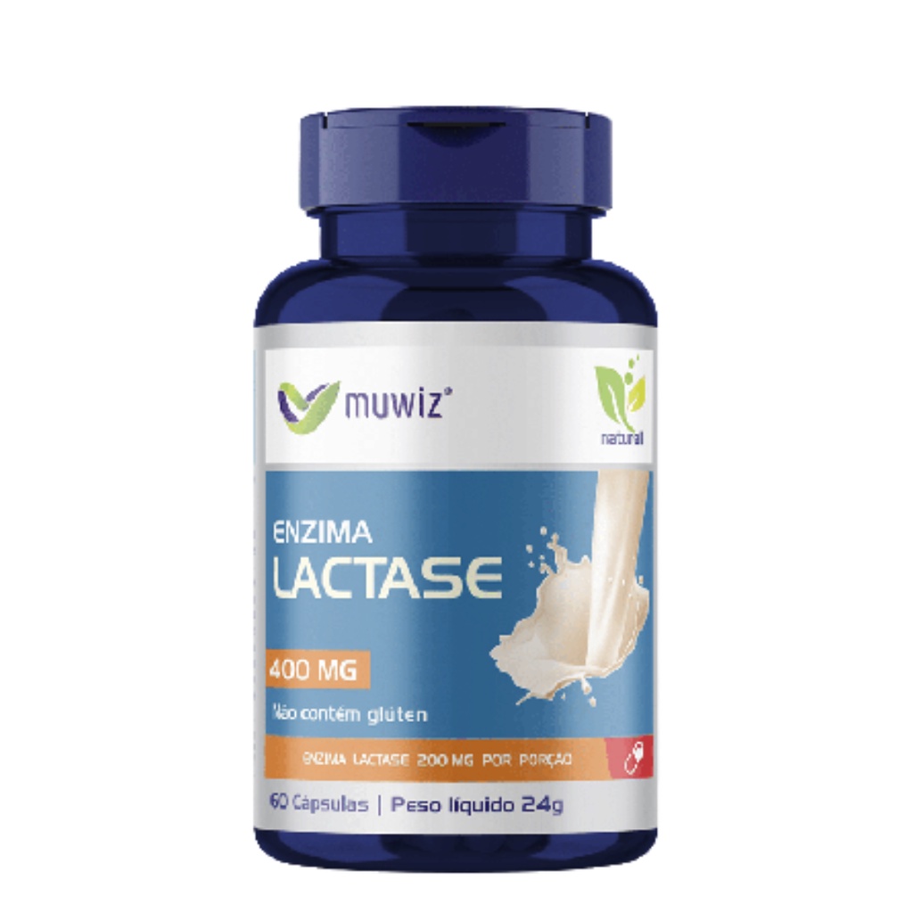 Enzima Lactase 60 Cápsulas 400mg - Intolerância a lactose muwiz