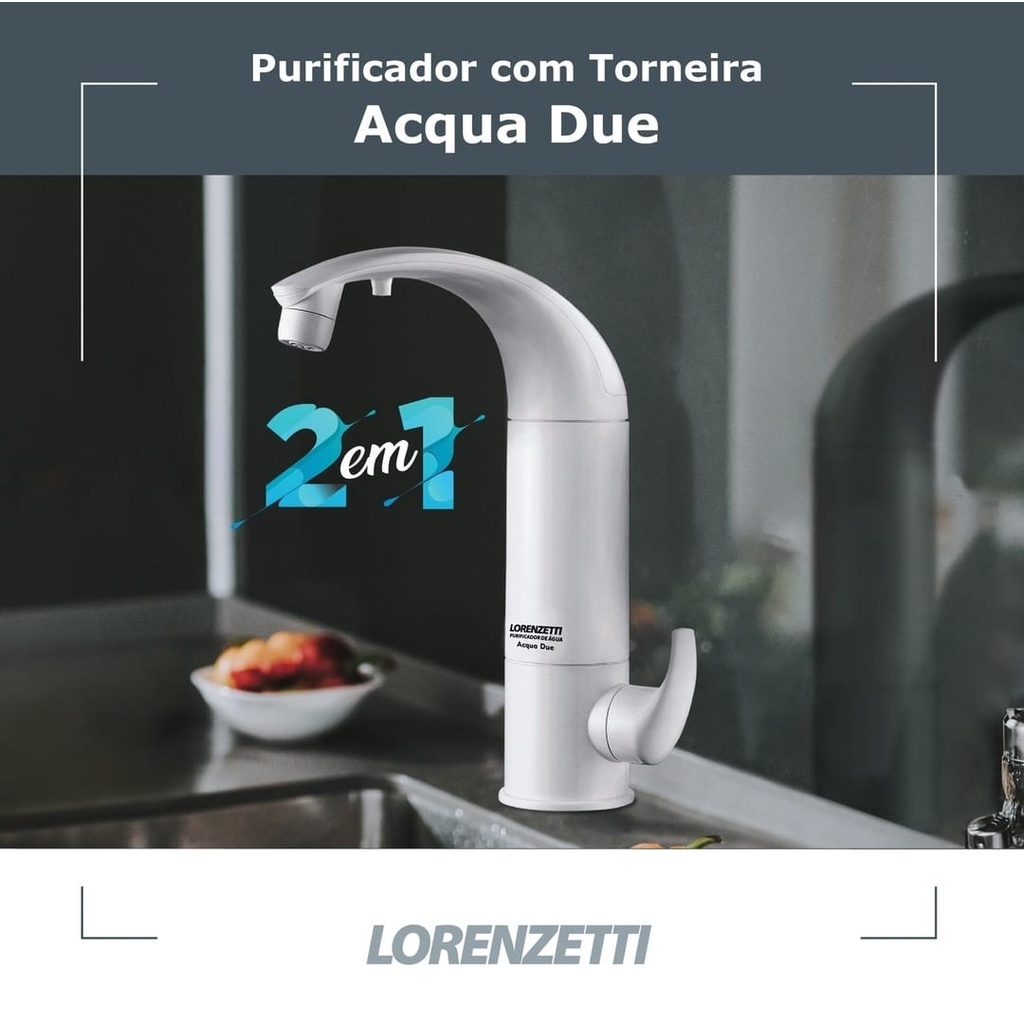 Torneira Com Purificador Filtro De Água Lorenzetti Acqua Due Bancada / Mesa