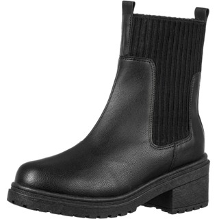 Bota Blogueira Detalhe Meia Elástico Knit Salto Tratorado