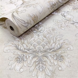 Papel de Parede Vinílico Importado Pérola e Prateado Alto Relevo Rolo 10m x 53cm + Cola Especial Grátis - Modelo 681202 em Oferta na Shopee