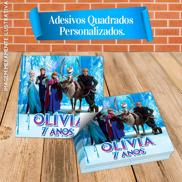 Adesivos Quadrados Personalizados com nome e idade Frozen