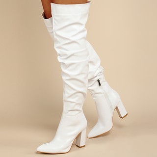 Botas de cano alto plissadas, botas femininas, novas pilhas de moda, botas de cano longo, botas de tamanho grande, botas de outono e inverno, salto grosso