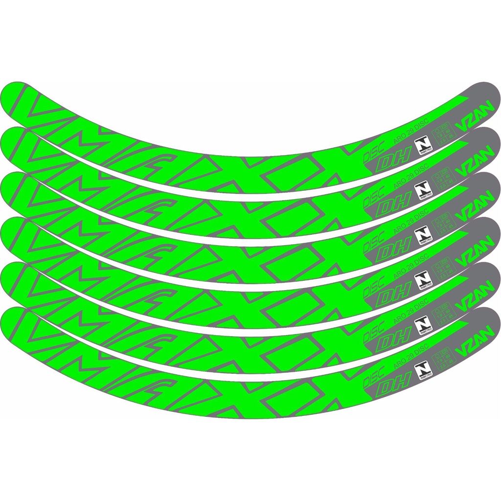 6 Adesivos Aro 29 Vmaxx Freio A Disco kit para 1 roda verde vivo