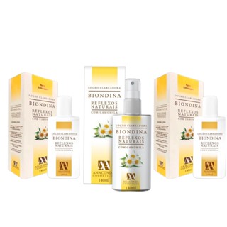 Kit 2 Refis + 1 Loção Spray Pump Biondina Clareadora Reflexos Naturais 140ml a base de Camomila