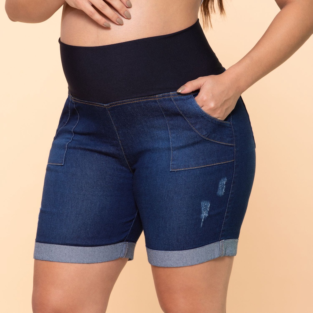 SHORT JEANS GRAVIDA  COS SUPLEX ANATÔMICO CONFORTÁVEL