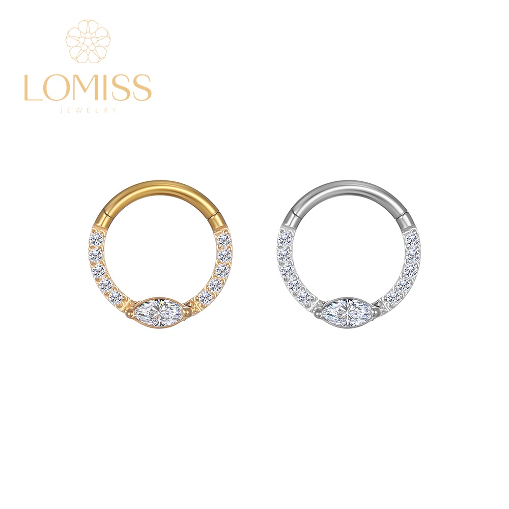 Piercing Orelha Nariz Argola Clik Aço Cirúrgico pvd Zircônia Cravejada《Lomiss semijoias》 em Oferta na Shopee
