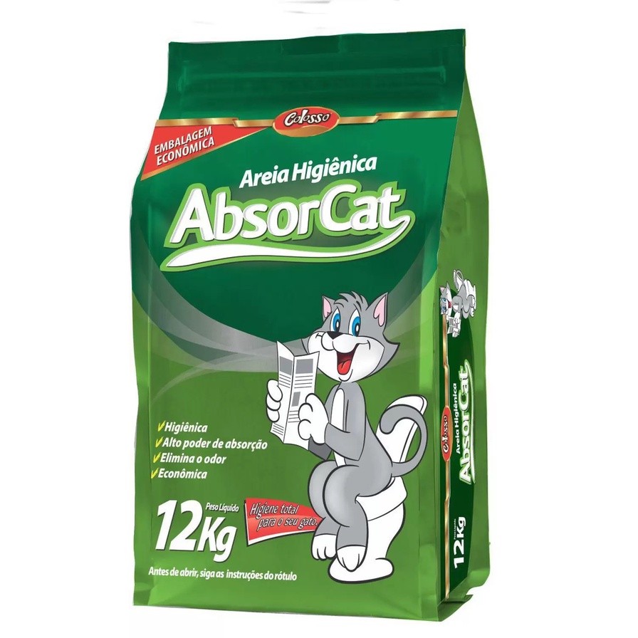 Areia Higiênica para Gatos Absorcat Colosso Pet 12kg