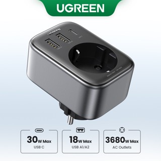 Adaptador De Saída UGREEN GaN 4 Em 1 PD 30W PPS 25W 2 USB A E 1Type c Porta & 1 Extensor De DC Para Samsung S22 , S23 25Phone , PC , TV , Ventilador , Projetor