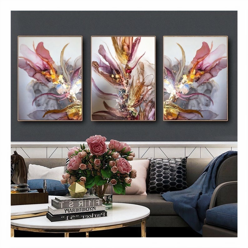 Quadros Decorativos Trio Kit 3 peças Grandes 90x60 mais de 50 opções de imagens Quadro decorativo Sala Quadro decorativo Quarto Quadro decorativo Escritório Quadro decorativo Marmorizado Quadro decorativo abstrato Folhas arte quadro mosaico 3 peças