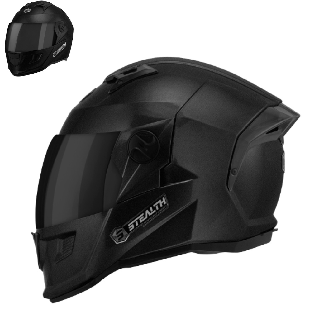 Capacete Moto Fechado Integral Pro Tork Stealth Solid Brilhante Masculino Feminino Viseira Fumê Lançamento