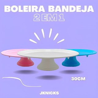 Boleira Bandeja 2 em 1 Suporte Redondo Para Bolos Doces Decorações Para Festas 30cm em Oferta na Shopee