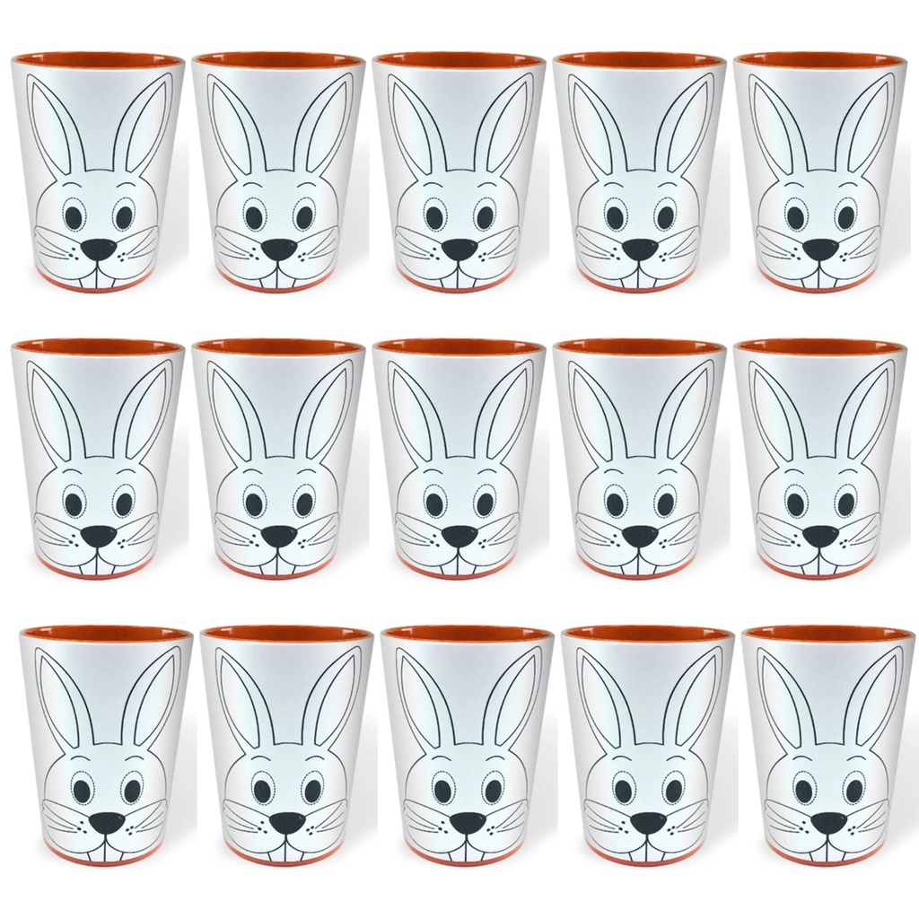 Copo para Colorir Color Cup Coelho de Páscoa 10cm - 15 unidades - Home & Living