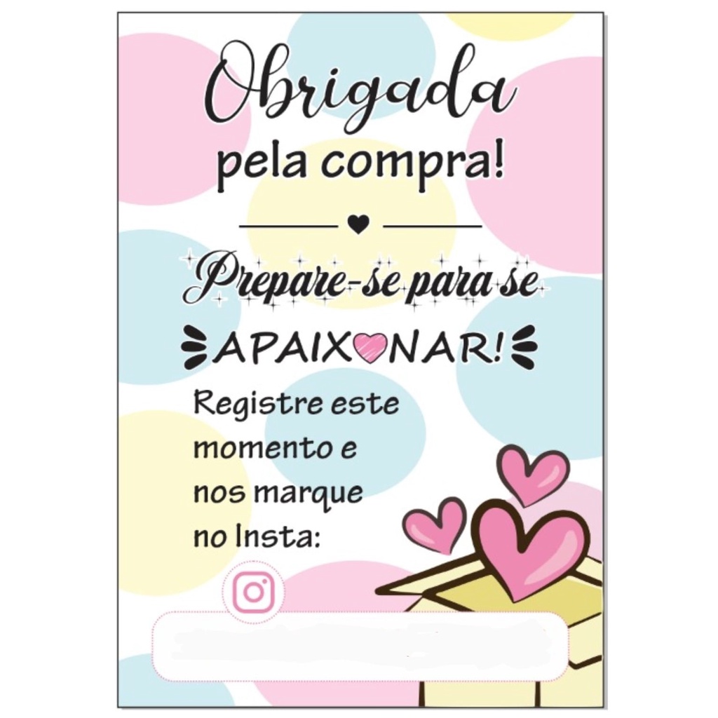 Cartão de Agradecimento Obrigada Pela compra 10x7Cm | Shopee Brasil