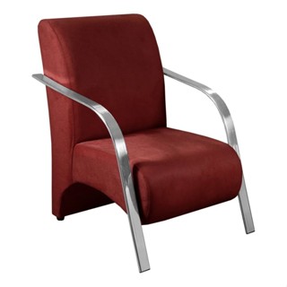 Poltrona Decorativa Luxo Roma Suede Braço de Aluminio