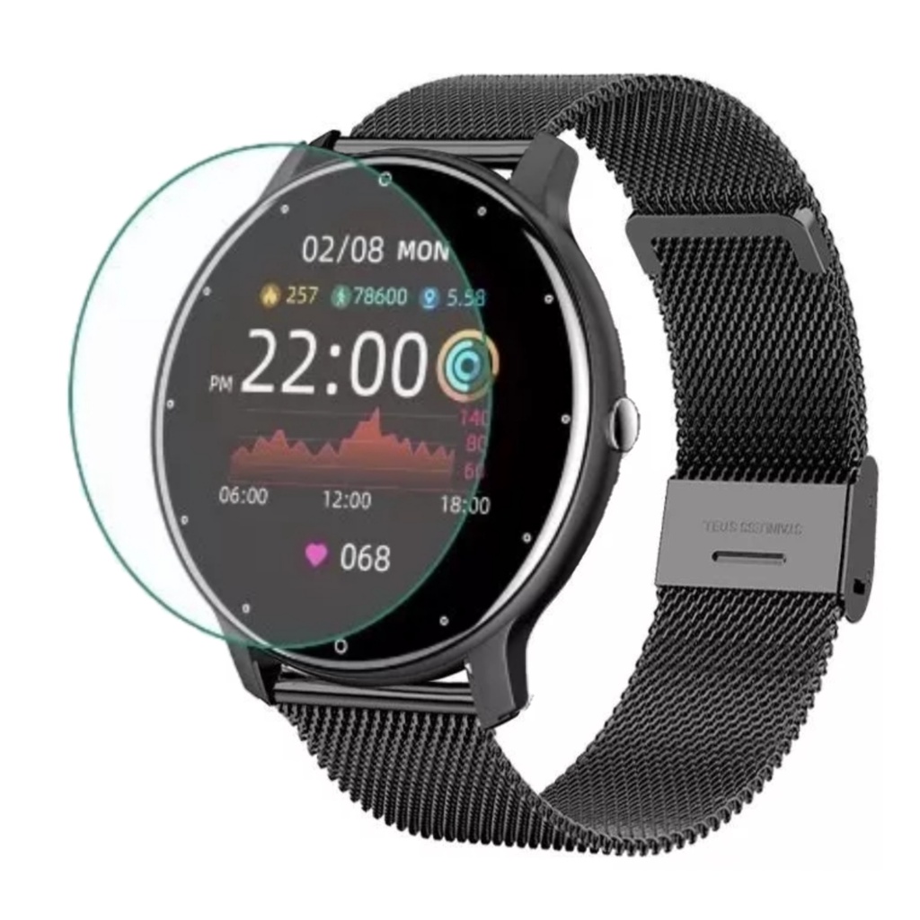 Kit Película De Tpu Para Smartwatch Lige 2021 Amazfit Haylou Galaxy 20mm e 22mm Redondo+ Pulseira Silicone ou Metal