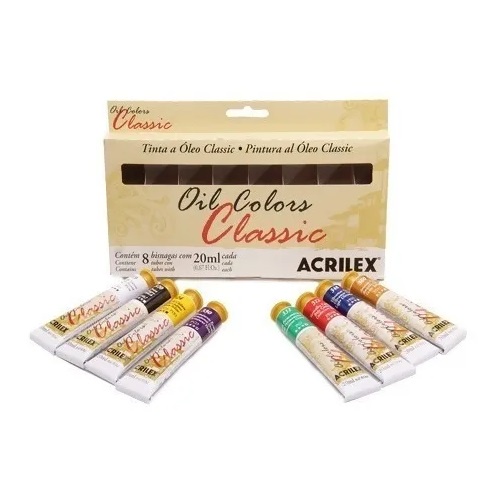 Estojo Tinta A Óleo Colors Classic Com 8 Bisnagas Acrilex