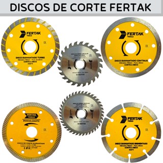 Disco Diamantado ou Disco de Serra Fertak Tools Disco de Corte Para Diversos Usos Para Makita e Serra Mármore, Turbo, Segmentado, Continuo, Porcelanato, Madeira.