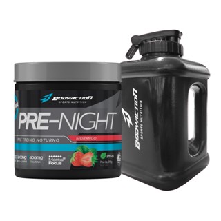 Pre Night 200g Pré Treino Sem Cafeína + Galão Academia 1.6 Litros Bodyaction