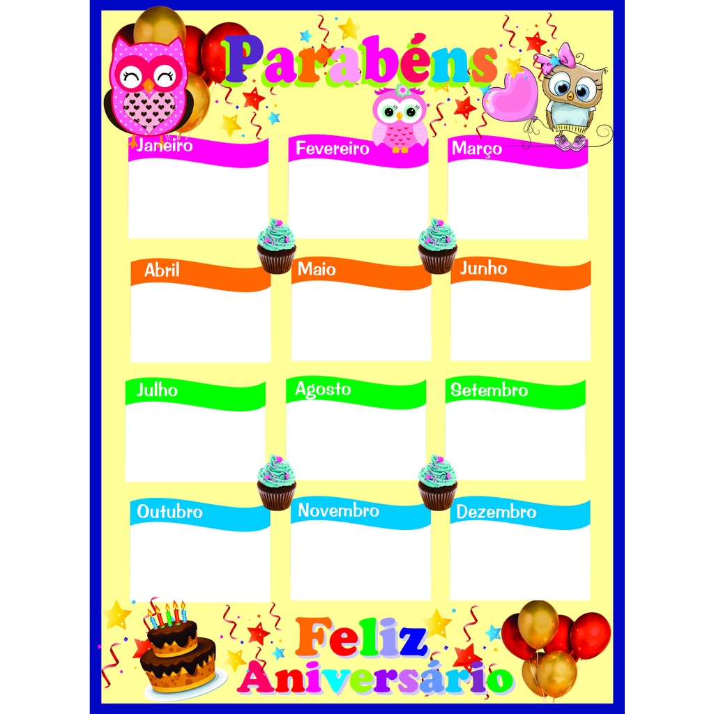 banner escolar feliz aniversario ( escola crianças) tamanho 80x60 em Oferta na Shopee