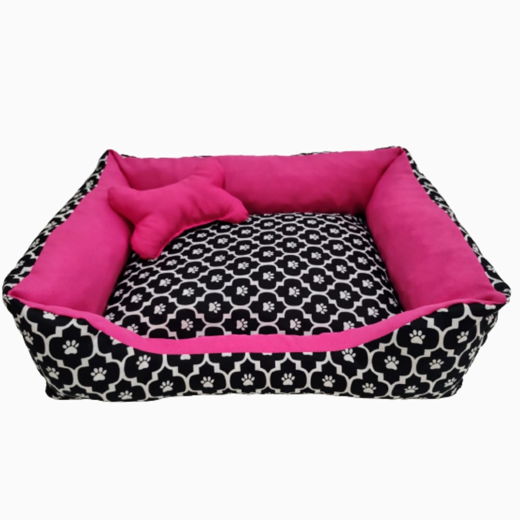 Caminha Pet Grande Cama para Cão e Gato Grande fundo Impermeável +Ossinho Patinha Pink